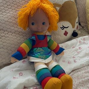 Vintage 1983 Colorful Plush Doll with Rainbow Outfit